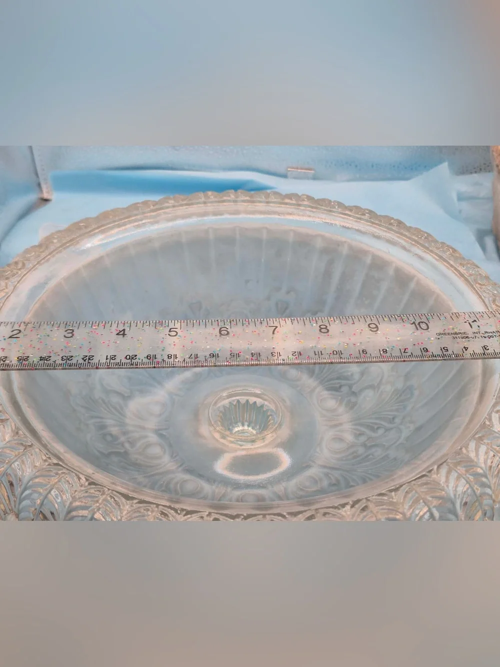 Antique 1930s Frosted Light Blue Glass Ceiling Light Shade Cover by Moe Bridges